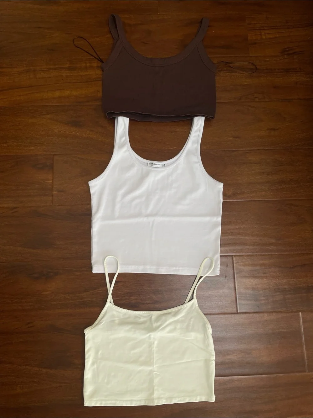 Women’s Ribbed Tank Top Trio - Brown, White & Cream - BUNDLE - NEVER WORN